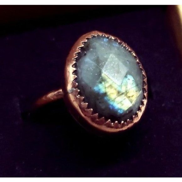 Labradorite crystal Ring size 6 handmade copper metalwork